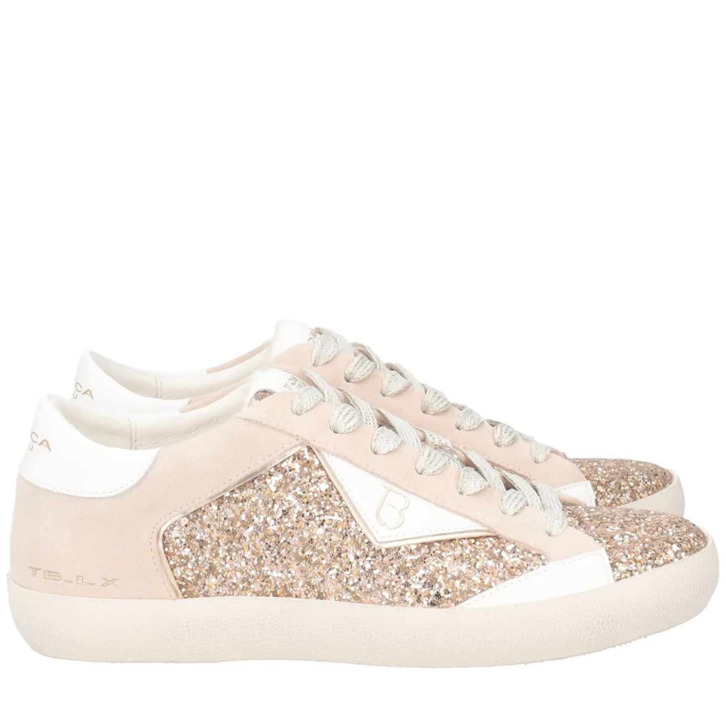 SNEAKER SIRIUS IN PELLE CON GLITTER COLORE ORO