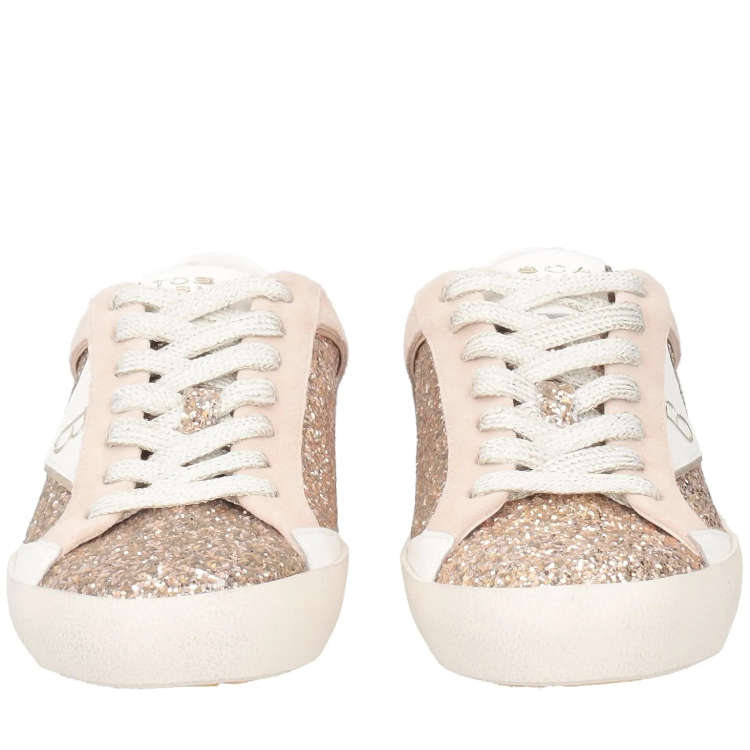 SNEAKER SIRIUS IN PELLE CON GLITTER COLORE ORO
