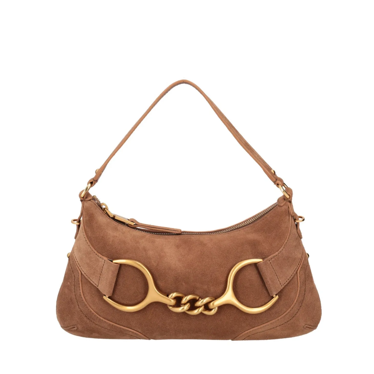 Tracollina in pelle scamosciata Cecilia colore cognac