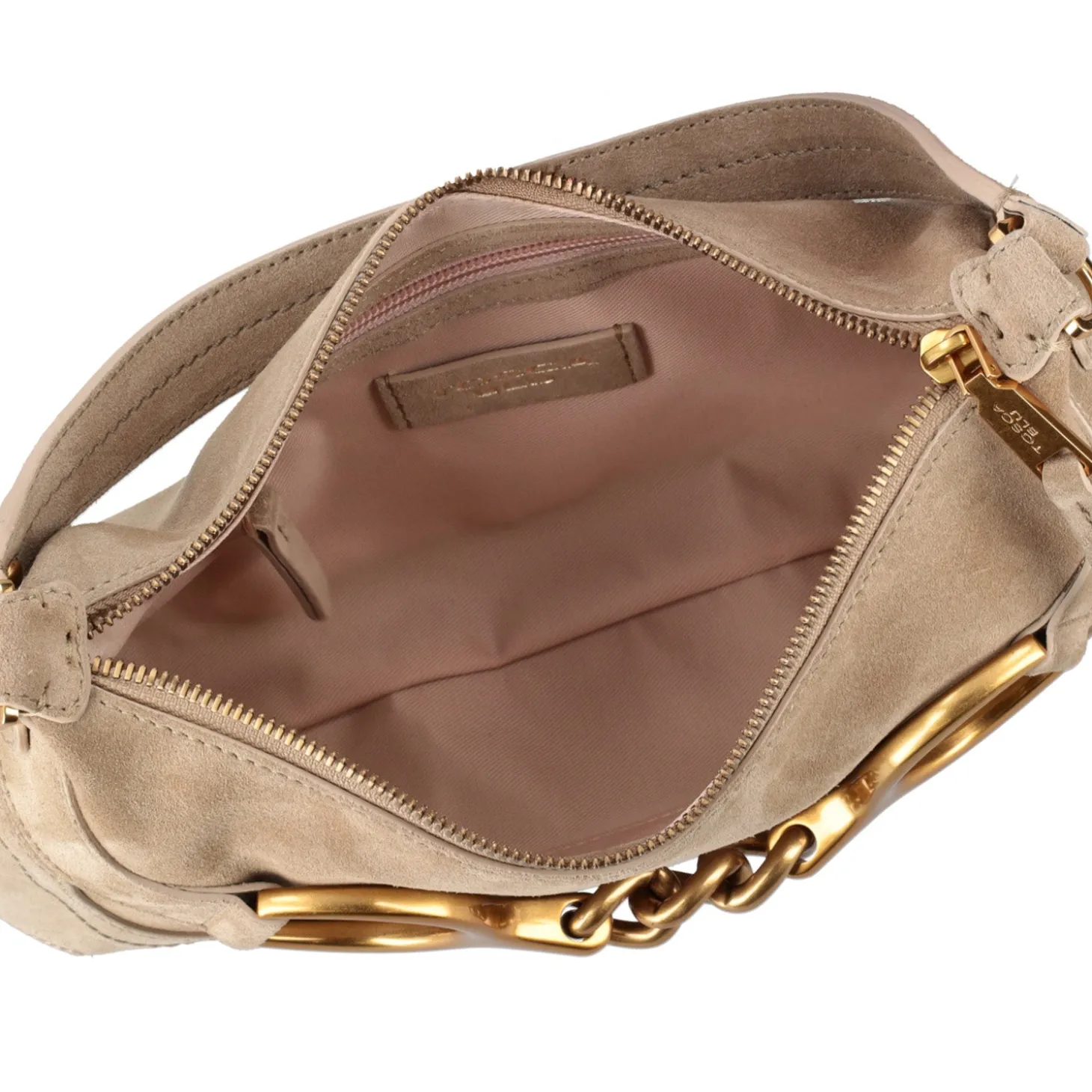 Tracollina in pelle scamosciata Cecilia colore beige