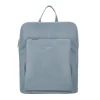 Zaino in pelle con chiusura a zip colore blu avio