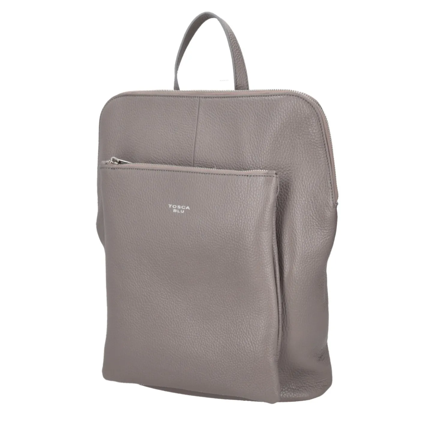 ZAINO IN PELLE CON CHIUSURA A ZIP COLORE GRIGIO CHIARO