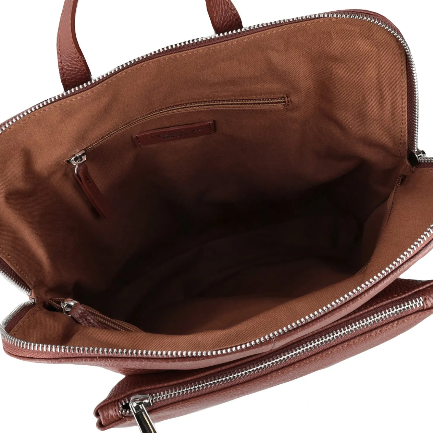 Zaino in pelle con chiusura a zip colore marrone